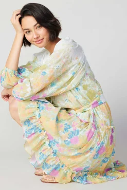 Clearance Gradient Floral Motif Mini Dress Women Mini Dresses