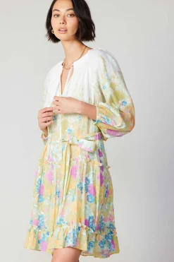 Clearance Gradient Floral Motif Mini Dress Women Mini Dresses