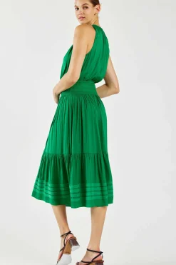 Discount Halter Smocked Midi Dress Women Midi Dresses