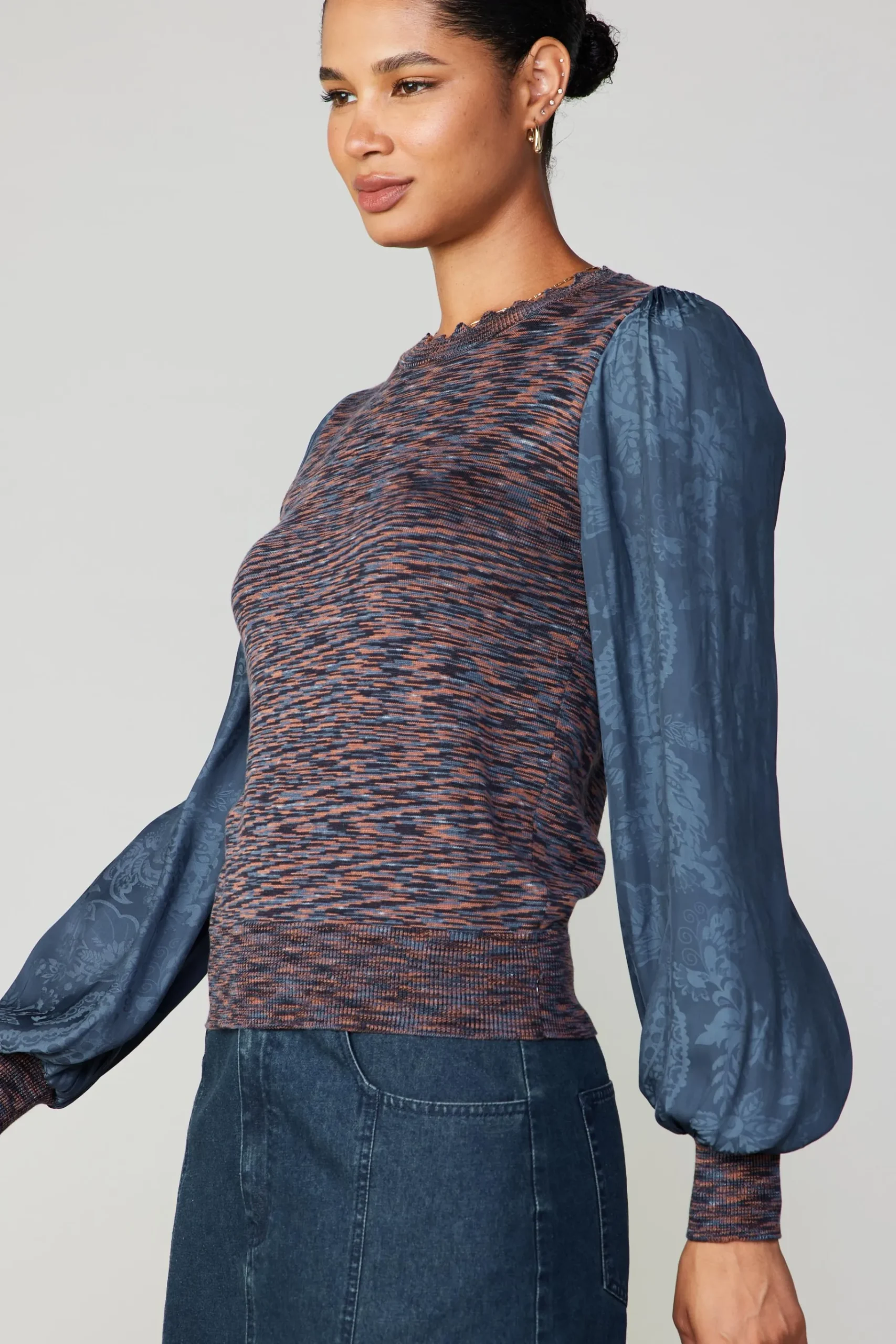 Sale Heather Contrast Sweater Top Women Long Sleeve Tops | Sweaters