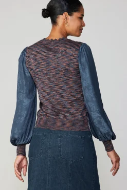 Sale Heather Contrast Sweater Top Women Long Sleeve Tops | Sweaters