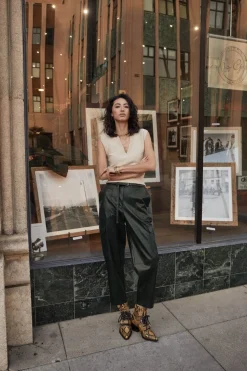 Sale High Rise Leather Trousers Women Pants