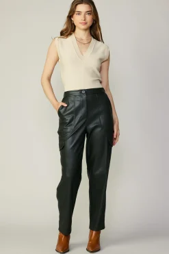 Sale High Rise Leather Trousers Women Pants