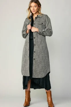 Best Houndstooth Long Shacket Coat Women Coats & Jackets