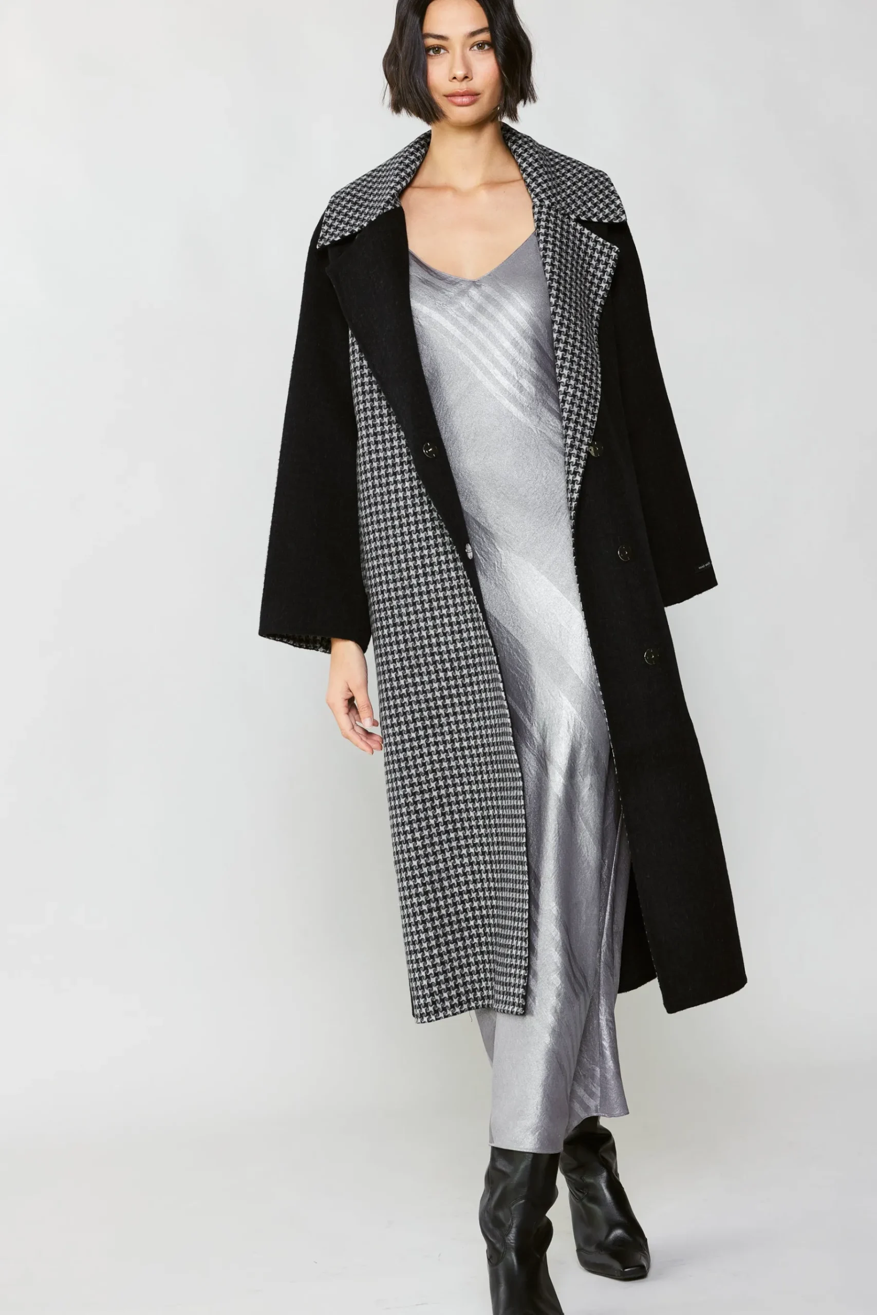 Best Houndstooth Oversized Wool Coat Women Coats & Jackets