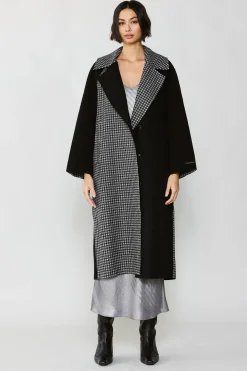 Best Houndstooth Oversized Wool Coat Women Coats & Jackets