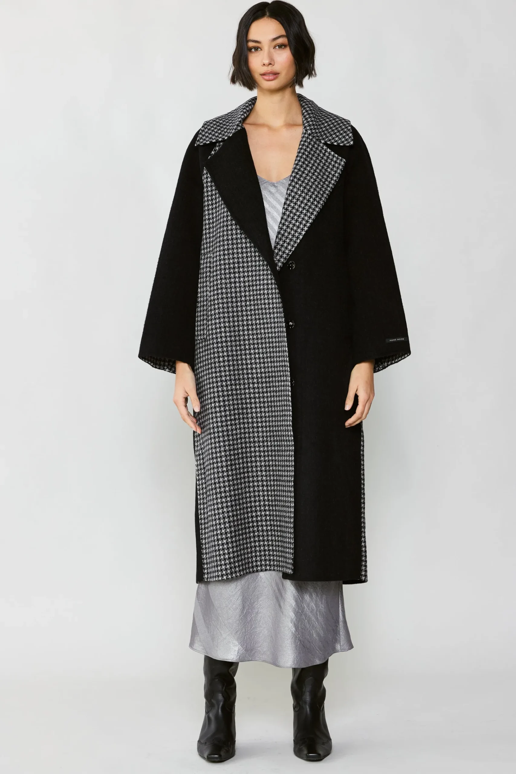 Best Houndstooth Oversized Wool Coat Women Coats & Jackets