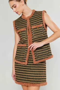 Fashion Houndstooth Vest Women Coats & Jackets