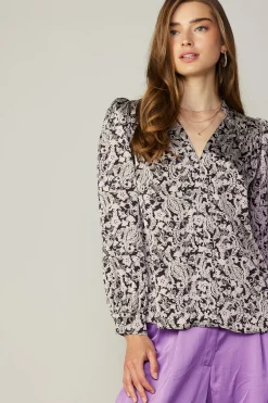 New Jacquard Paisley Blouse Women Long Sleeve Tops