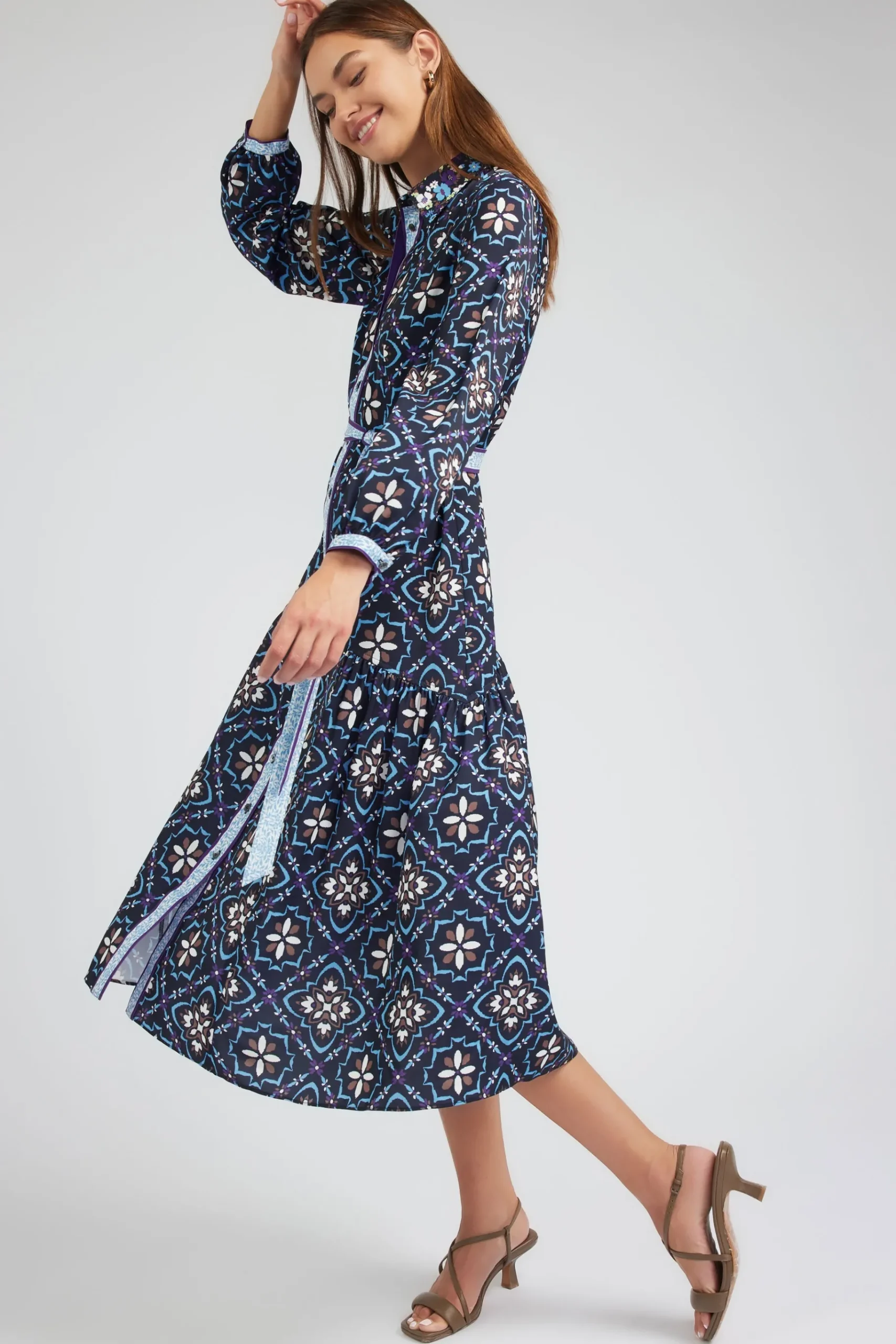 Sale Kaleidoscope Motif Maxi Dress Women Maxi Dresses | Midi Dresses