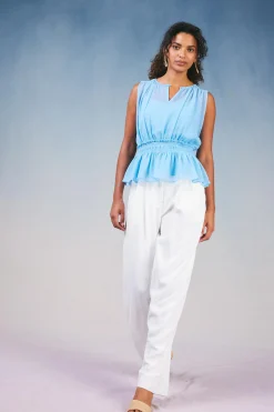 Sale Keyhole Organza Top Women Sleeveless Tops