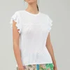 Sale Knit Crewneck Ruffled Tank Women Knitwear