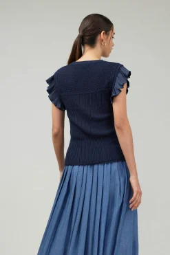 Outlet Knit Crewneck Ruffled Tank Women Knitwear