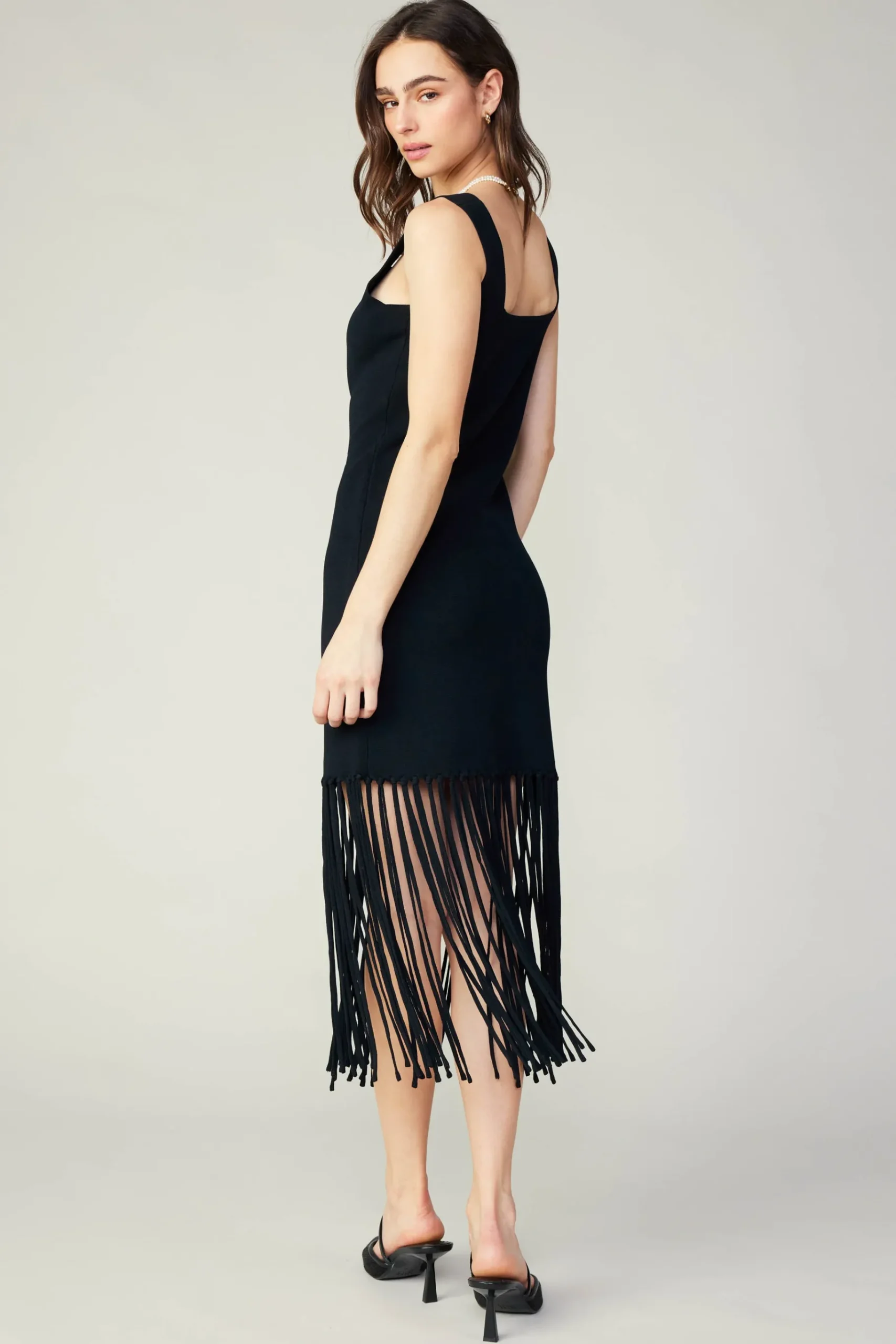 Fashion Knit Fringe Hem Dress Women Knitwear | Midi Dresses