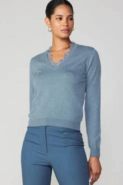 Online Lace Collar Sweater Top Women Long Sleeve Tops | Sweaters