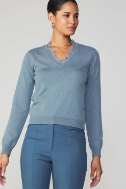 Online Lace Collar Sweater Top Women Long Sleeve Tops | Sweaters