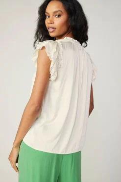 Hot Lace Flutter Sleeve Blouse Women Short Sleeve Tops
