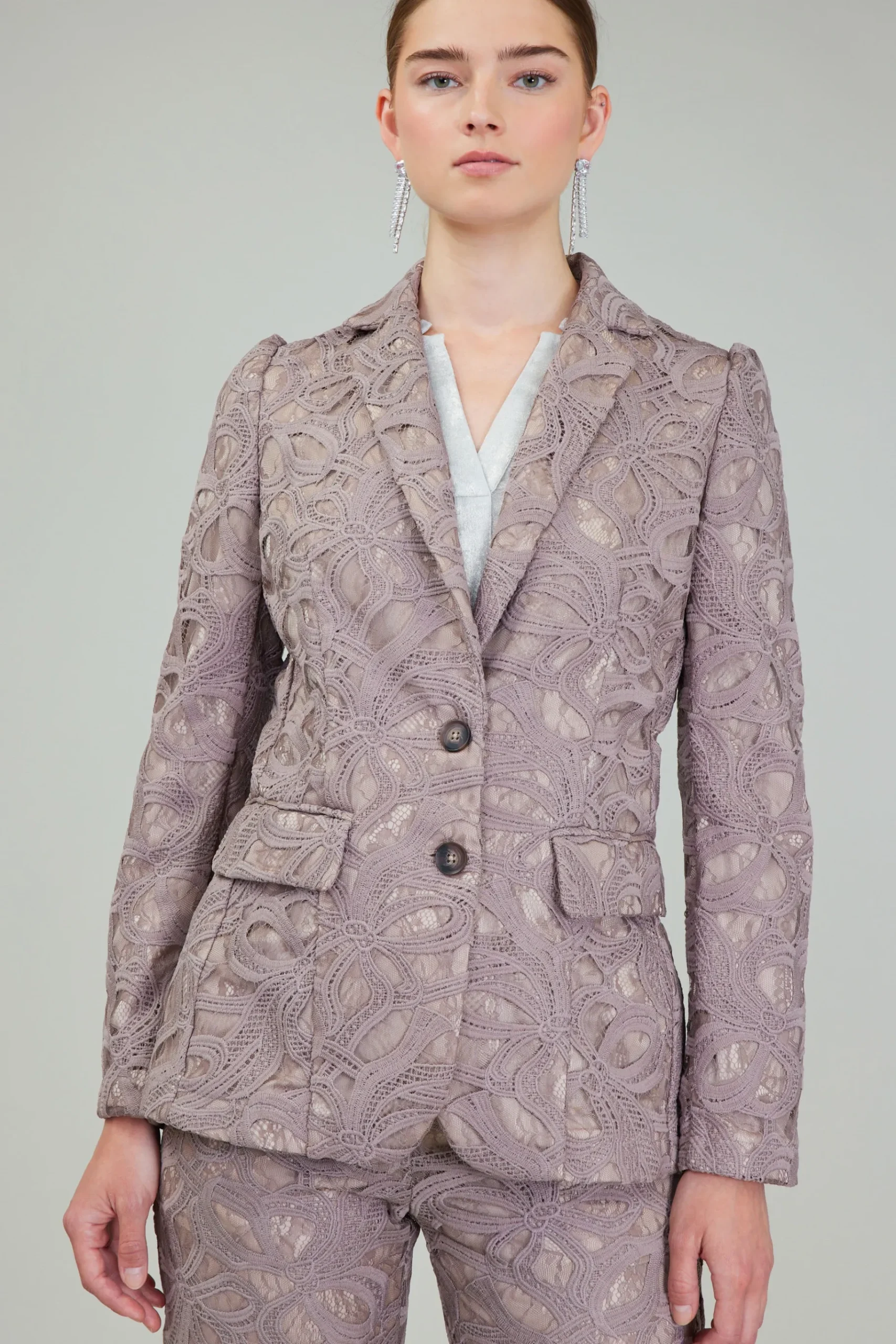 Fashion Lace Single Breasted Blazer Women Coats & Jackets