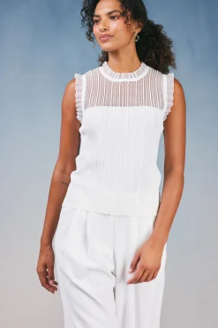 Outlet Lace Yoke Top Women Knitwear | Sleeveless Tops