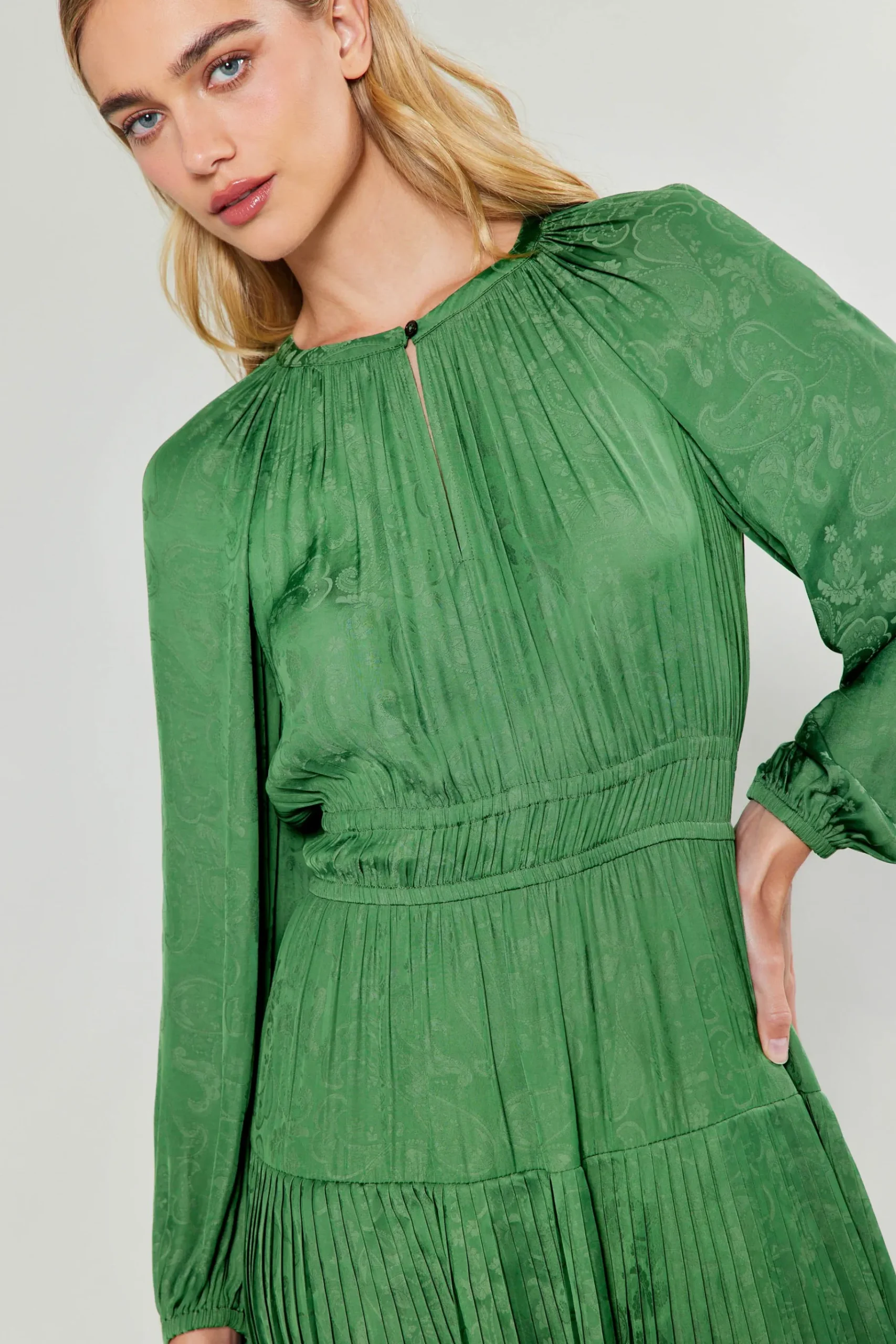 New Laraline Paisley Jacquard Midi Dress Women Midi Dresses
