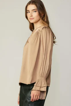 Hot Layered Cuff Blouse Women Long Sleeve Tops