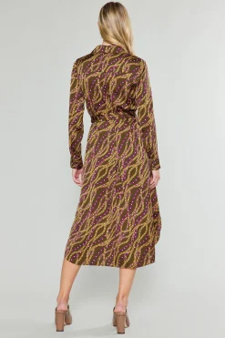 Clearance Link Motif Shirt Dress Women Midi Dresses