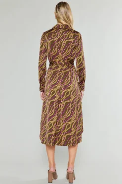 Clearance Link Motif Shirt Dress Women Midi Dresses