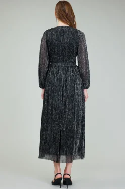 New Lurex Pleated Maxi Dress Women Maxi Dresses