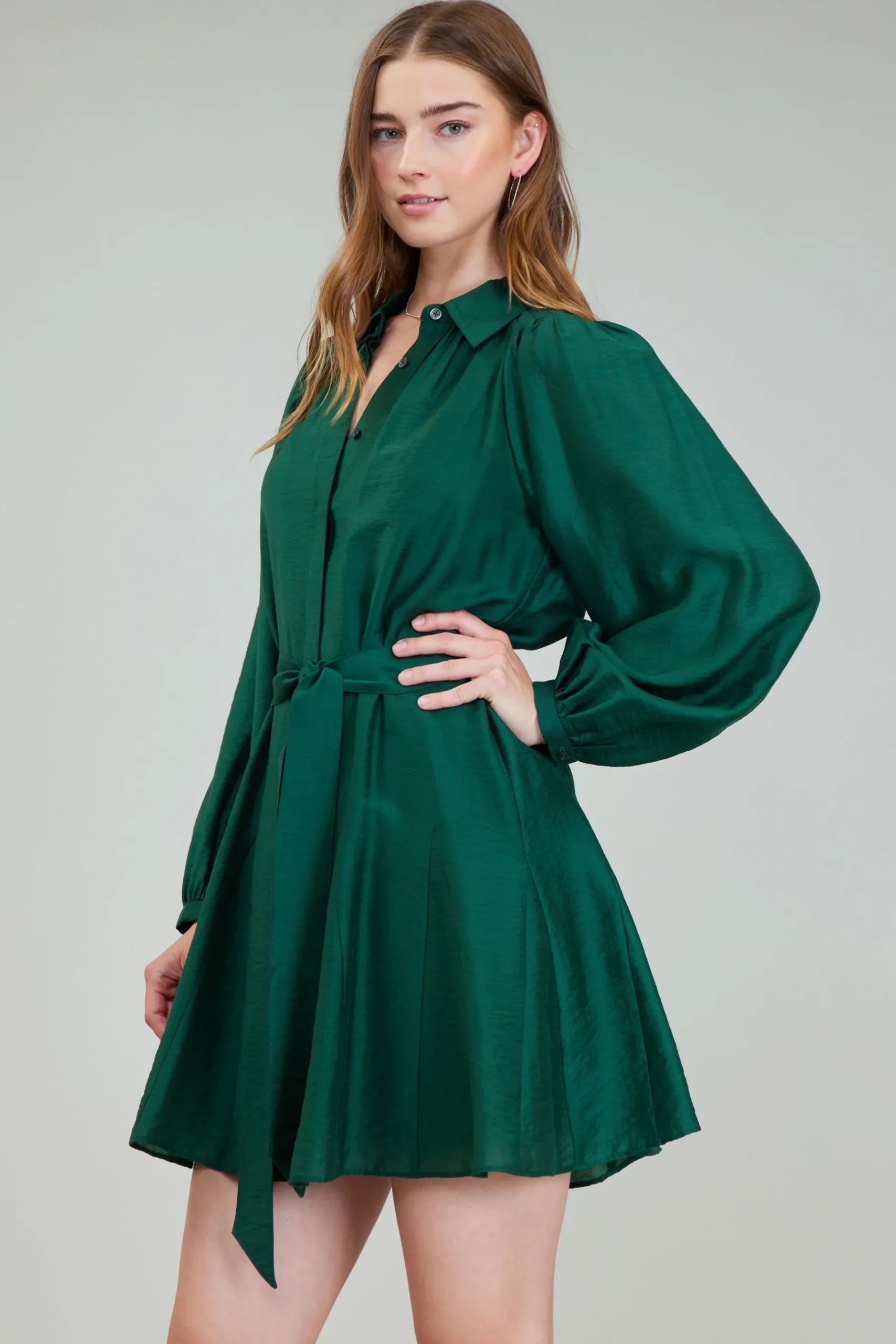 Clearance Lustrous Belted Mini Dress Women Mini Dresses