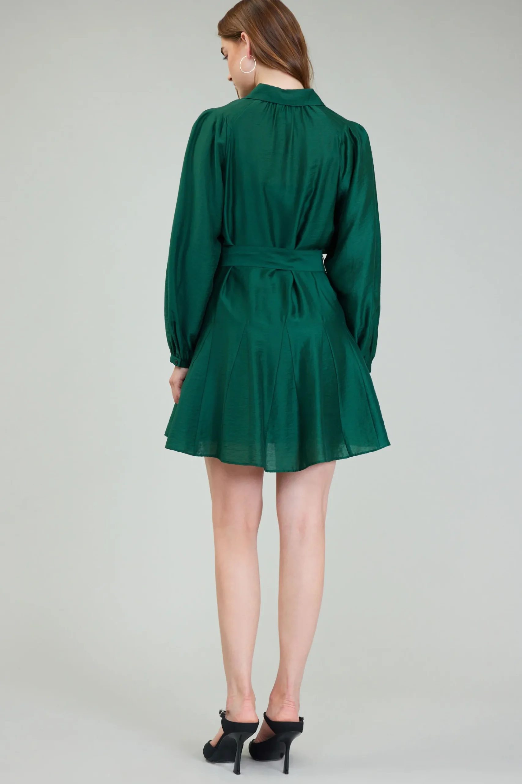 Clearance Lustrous Belted Mini Dress Women Mini Dresses