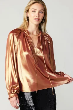 Best Lustrous Cuffed Blouse Women Long Sleeve Tops