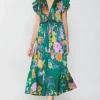 Sale Mara Floral Pleated Midi Dress Women Midi Dresses