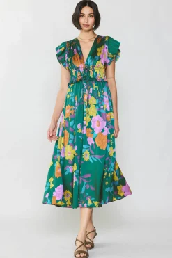 Sale Mara Floral Pleated Midi Dress Women Midi Dresses