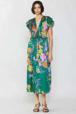 Sale Mara Floral Pleated Midi Dress Women Midi Dresses