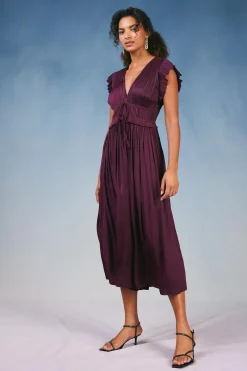 Fashion Mara Pleated Maxi Dress Women Maxi Dresses
