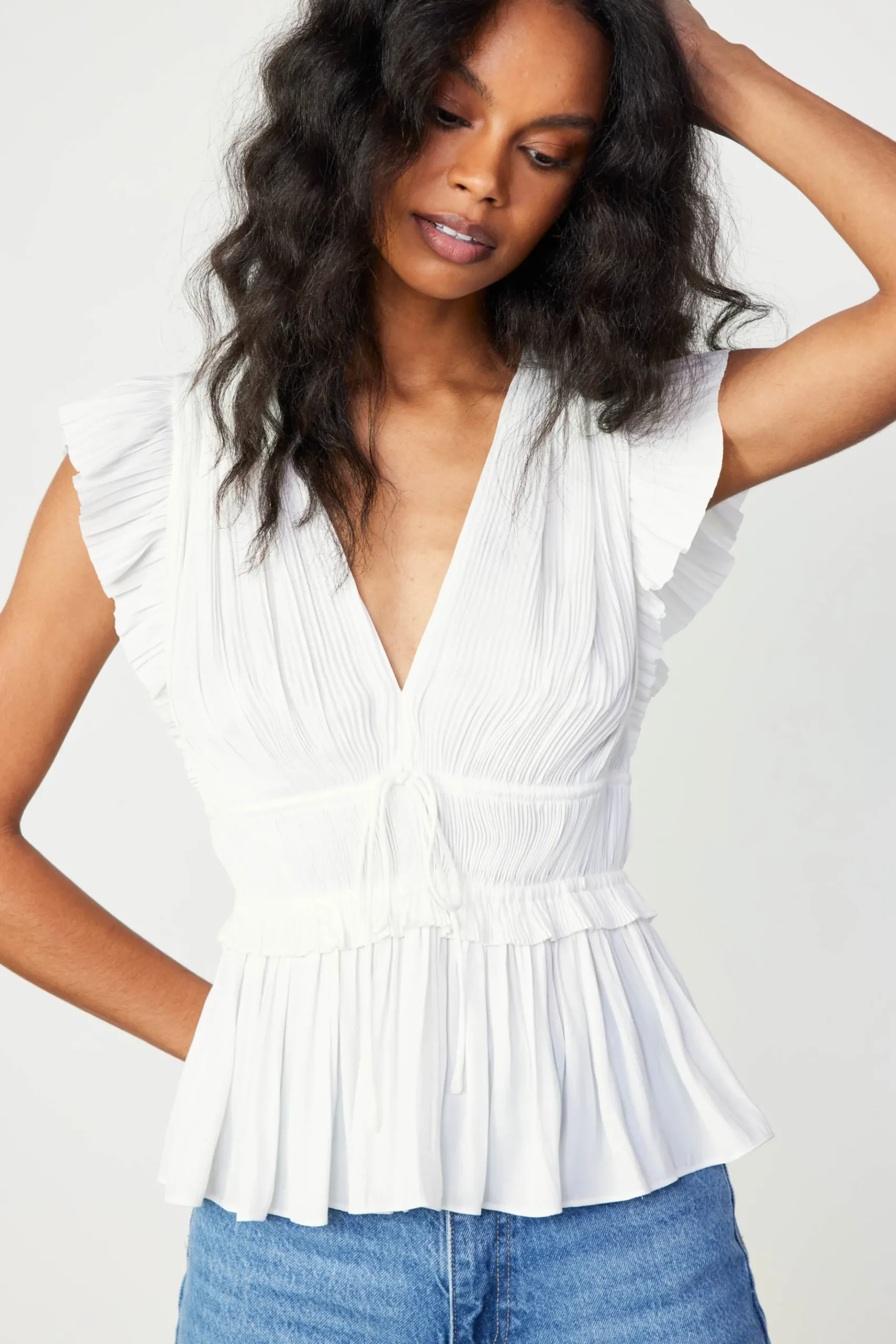 New Mara Pleated Sleeveless Blouse Women Sleeveless Tops