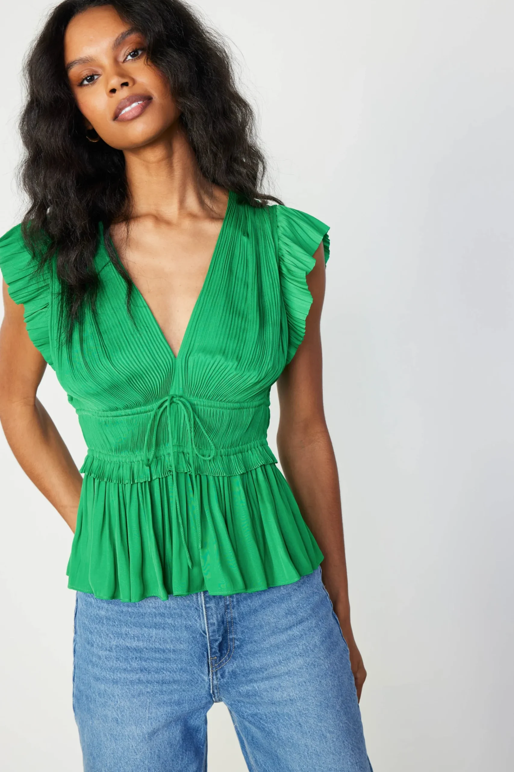 Outlet Mara Pleated Sleeveless Blouse Women Sleeveless Tops
