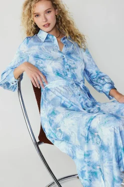 Best Marbled Motif Buttondown Dress Women Maxi Dresses | Midi Dresses