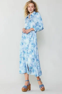 Best Marbled Motif Buttondown Dress Women Maxi Dresses | Midi Dresses