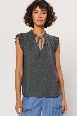 Outlet Margot Jacquard Pleated Sleeve Blouse Women Sleeveless Tops | Short Sleeve Tops