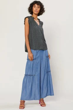 Outlet Margot Jacquard Pleated Sleeve Blouse Women Sleeveless Tops | Short Sleeve Tops