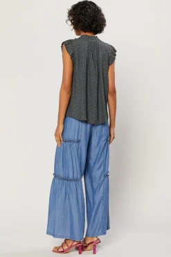 Outlet Margot Jacquard Pleated Sleeve Blouse Women Sleeveless Tops | Short Sleeve Tops