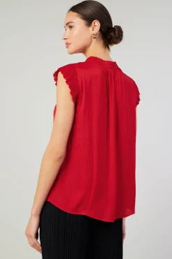 Best Margot Pleated Blouse Women Short Sleeve Tops