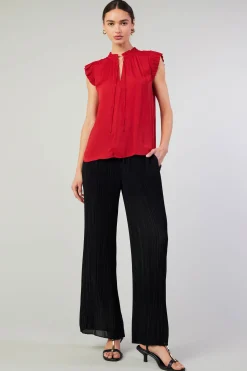 Best Margot Pleated Blouse Women Short Sleeve Tops