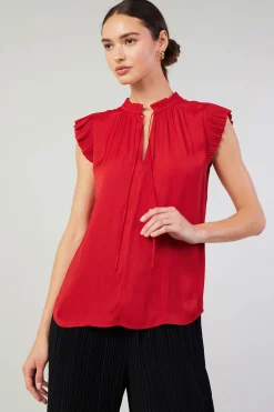 Best Margot Pleated Blouse Women Short Sleeve Tops