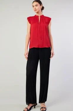 Best Margot Pleated Blouse Women Short Sleeve Tops