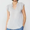 Hot Margot Pleated Sleeve Blouse Women Short Sleeve Tops