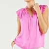 New Margot Pleated Sleeve Blouse Women Short Sleeve Tops