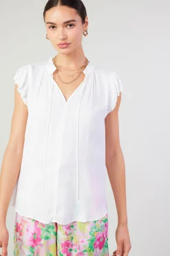 Best Margot Pleated Sleeve Blouse Women Short Sleeve Tops