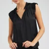 New Margot Pleated Sleeve Blouse Women Sleeveless Tops | Short Sleeve Tops